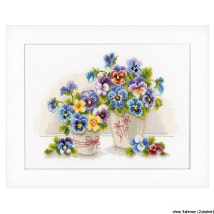 Vervaco Counted cross stitch kit Pretty pansies, DIY