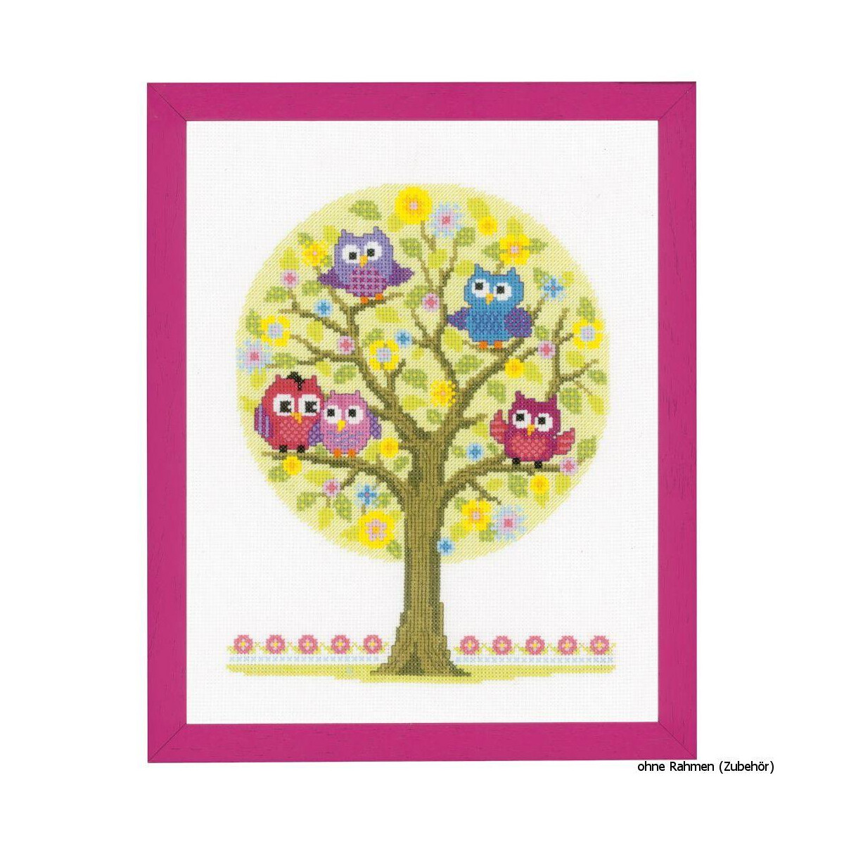 Vervaco Counted cross stitch kit Little owls tree, DIY