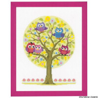 Vervaco Counted cross stitch kit Little owls tree, DIY