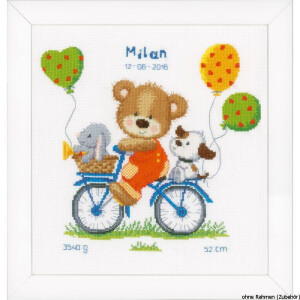 Vervaco paquet de broderie comptant le motif "Bicyclette avec ours"