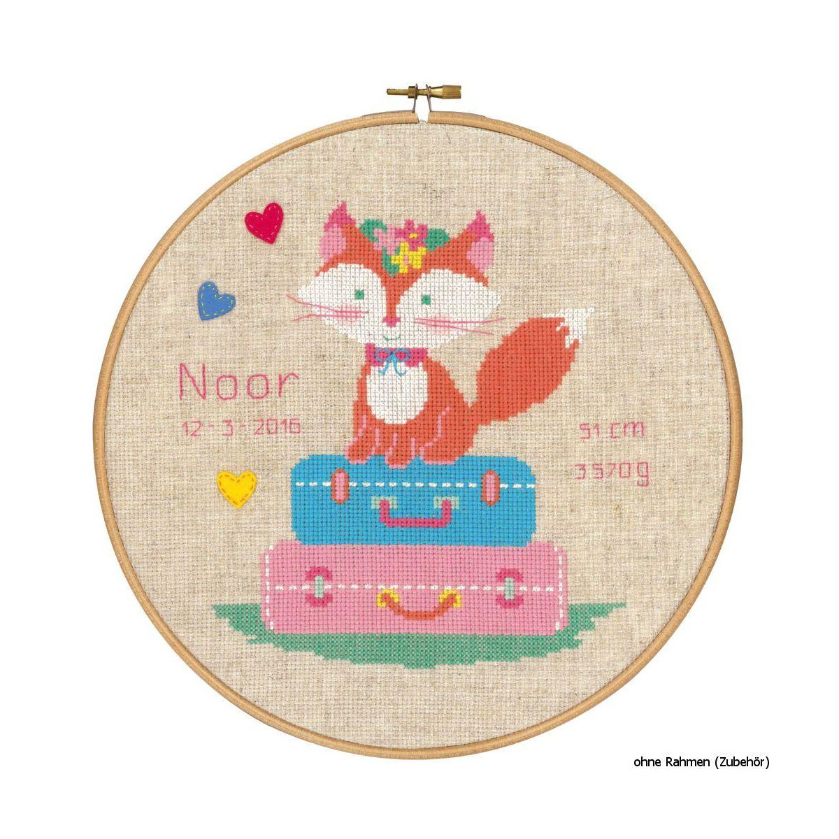 Vervaco cross stitch kit with Hoop counted "Fox on...
