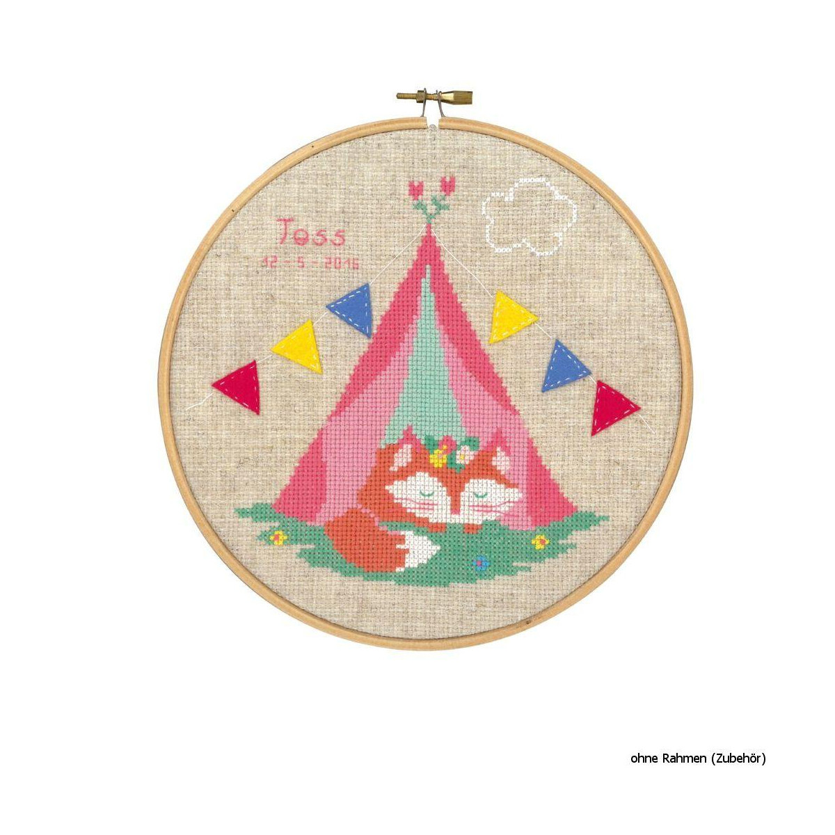 Vervaco cross stitch kit with Hoop counted "Fox in...