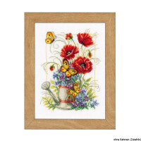 Vervaco Counted cross stitch kit Watering can with flowers, DIY