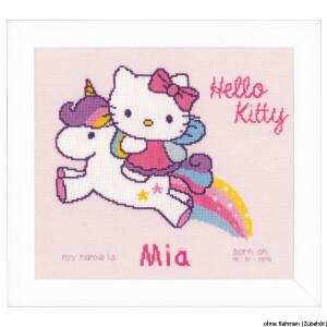 Vervaco Stickpackung Zählmuster "Hello Kitty mit Einhorn"