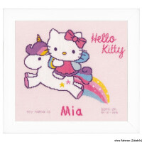 Paquet de broderie Vervaco comptant le motif "Hello Kitty with unicorn