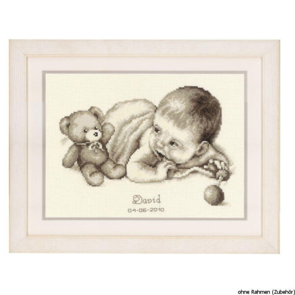 Vervaco Counted cross stitch kit Baby & teddy moment, DIY