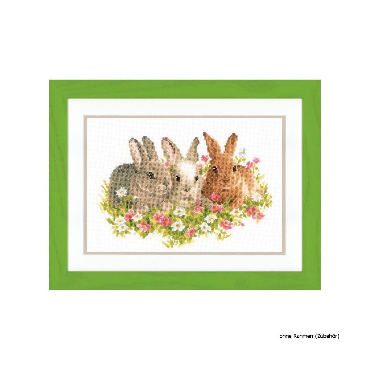 Vervaco Counted cross stitch kit Rabbits in a field, DIY