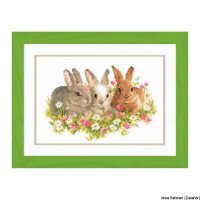 Vervaco Stickpackung Zählmuster "Kaninchen im Blumenbeet"
