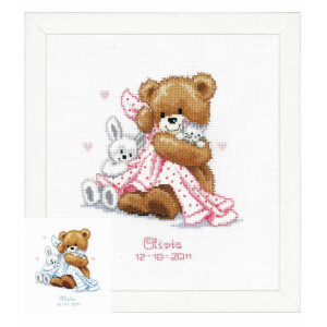 Vervaco Counted cross stitch kit Bear with a blanket, DIY