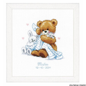 Vervaco Counted cross stitch kit Bear with a blanket, DIY