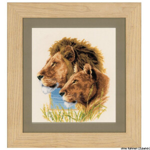 Vervaco cross stitch kit counted "lion pair of...
