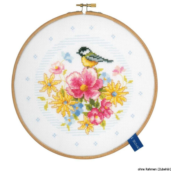 Vervaco Counted cross stitch kit Bird and flowers, DIY