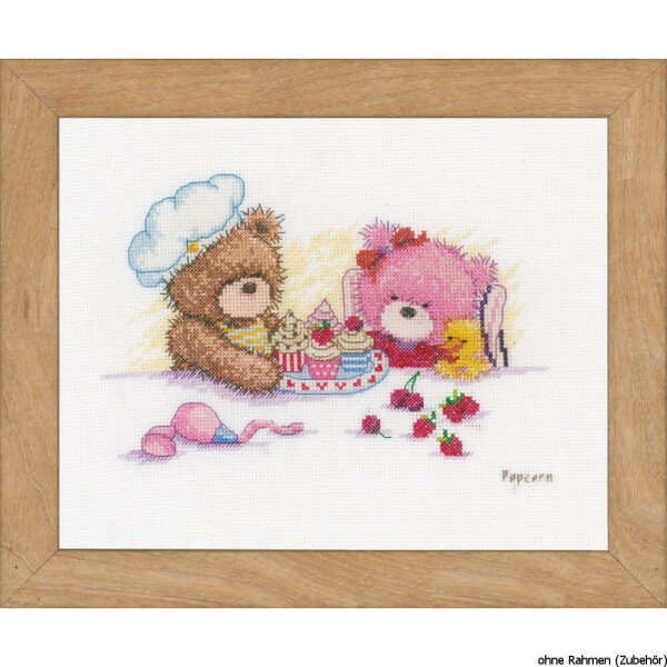 Vervaco Counted cross stitch kit Popcorn & Brie bear, DIY