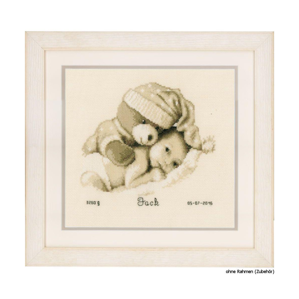 Vervaco Counted cross stitch kit Baby & teddy, DIY