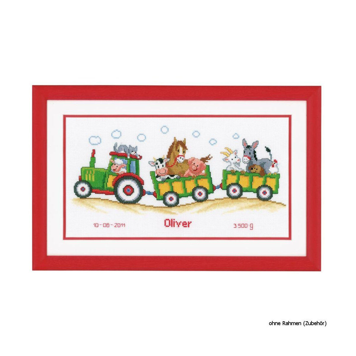 Vervaco Counted cross stitch kit Tractor with animals, DIY