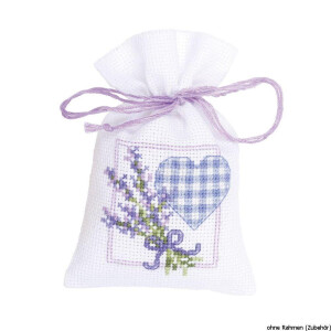 Vervaco Counted cross stitch Lavender twigs with heart, bag, DIY