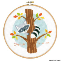 Vervaco Counted cross stitch kit Raccoon in tree, DIY