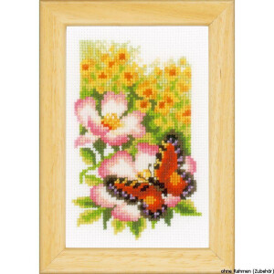 Vervaco Miniature counted cross stitch kit Butterflies & flowers kit of 3, DIY
