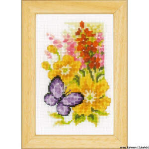 Vervaco miniaturas "flores y mariposas", juego de 3, patrón de conteo