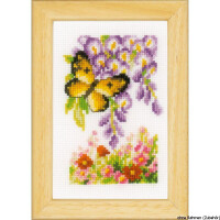 Vervaco Miniaturen "Blumen & Schmetterlinge", 3er Set, Zählmuster