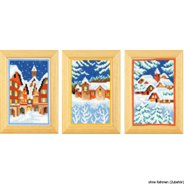Миниатюры Vervaco "Зимой", набор из 3 штук, счетный крест