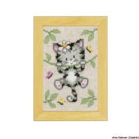 Vervaco Miniature counted cross stitch kit Cats and flowers kit of 3, DIY