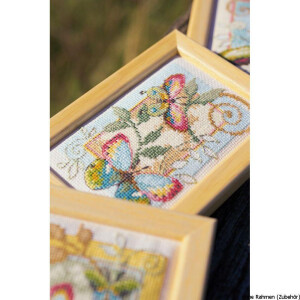 Vervaco Miniature counted cross stitch kit Deco butterflies kit of 3, DIY