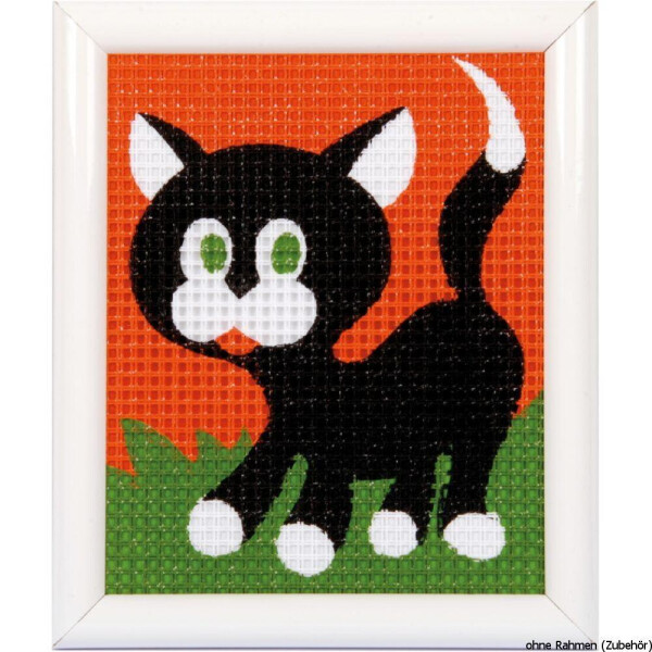 Vervaco borduurpakket "Zwarte kat", borduurmotief getekend