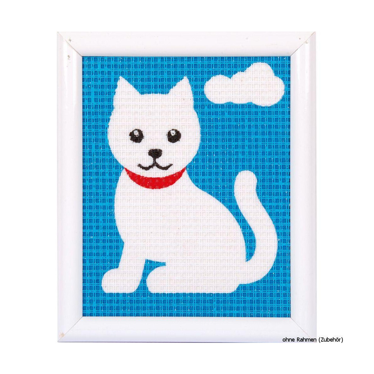Vervaco stitch kit A white cat, stamped, DIY
