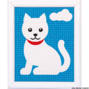 Vervaco stitch kit A white cat, stamped, DIY