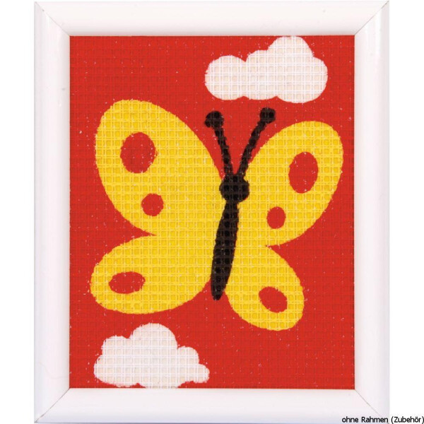 Paquet de broderie Vervaco "papillon jaune", motif de broderie dessiné