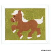 Kit de bordado Vervaco "brown pony", diseño de bordado dibujado