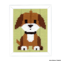 Vervaco stretchsteek borduurpakket "Bruin hondje", borduurmotief getekend