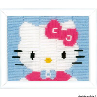 Vervaco Spannstich Stickpackung "Hello Kitty blau", Stickbild vorgezeichnet