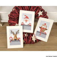 Vervaco Greeting card, counted stitch kit Christmas buddies I kit of 3, DIY