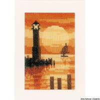 Vervaco Grußkarten "Sonnenuntergang", 3er Set, Zählmuster