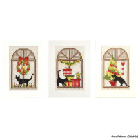 Vervaco Greeting card, counted stitch kit Christmas atmosphere kit of 3, DIY