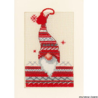 Vervaco Greeting card, counted stitch kit Christmas elf kit of 3, DIY