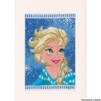 Vervaco Disney Grußkarten "Elsa, Olaf & Anna", 3er Set, Zählmuster