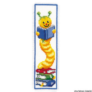 Vervaco Bookmark counted cross stitch kit Bookworm, DIY