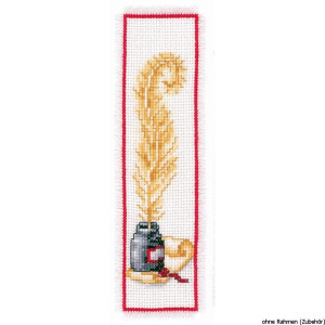 Vervaco Bookmark counted cross stitch kit Goose feather, DIY