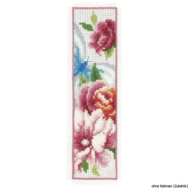 Vervaco Bookmark counted cross stitch kit Flowers and butterflies I kit of 2, DIY