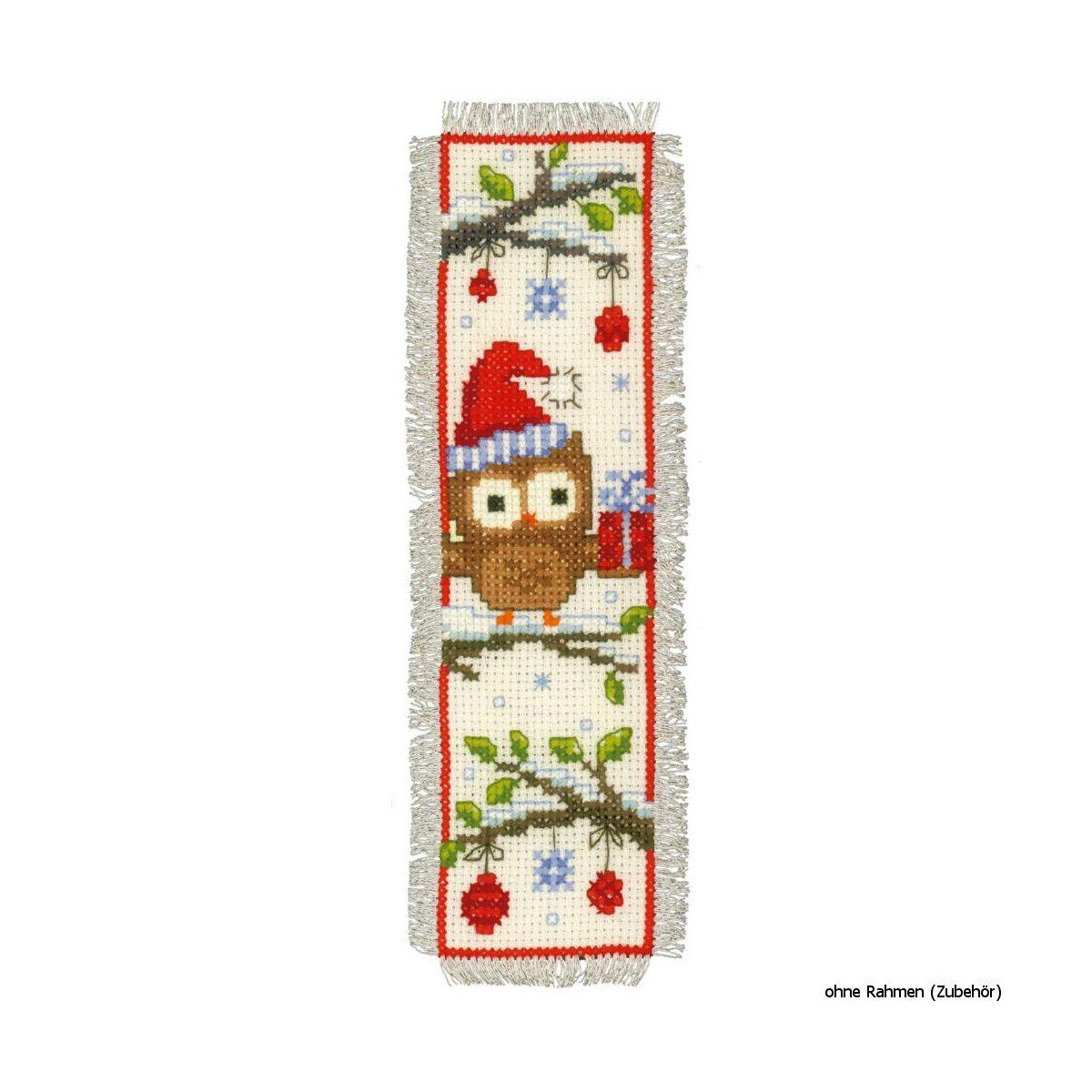 Vervaco Bookmark counted cross stitch kit Owls in Santa...