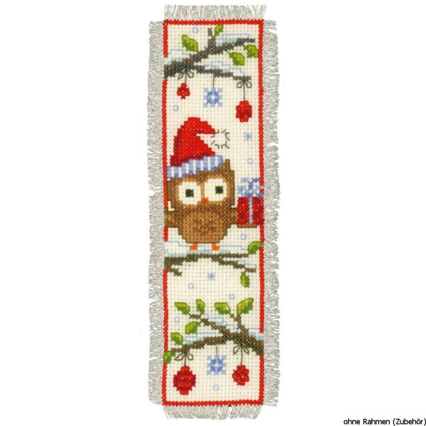 Vervaco Bookmark counted cross stitch kit Owls in Santa hats kit of 2, DIY