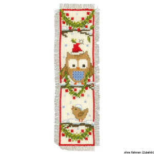 Vervaco Bookmark counted cross stitch kit Owls in Santa...