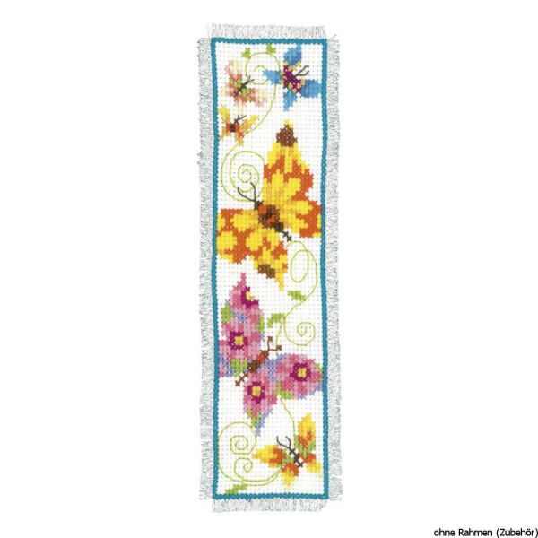 Vervaco Bookmark counted cross stitch kit Butterflies flapping II, DIY