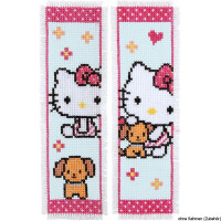 Vervaco Bookmark counted cross stitch kit Hello Kitty with dog kit of 2, DIY