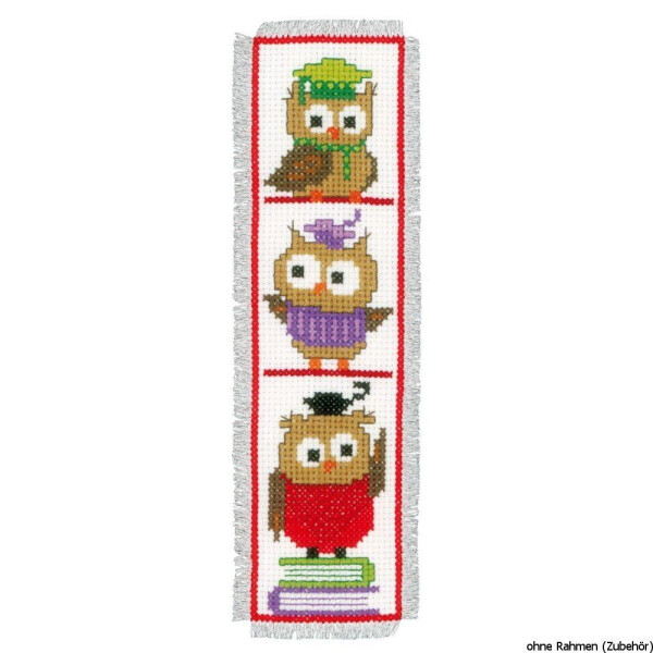 Vervaco Bookmark counted cross stitch kit Clever owls kit of 2, DIY