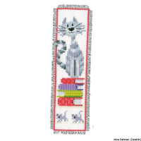 Vervaco Bookmark counted cross stitch kit Cat on book pile, DIY