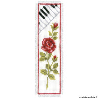 Vervaco Bookmark counted cross stitch kit Rose with piano, DIY